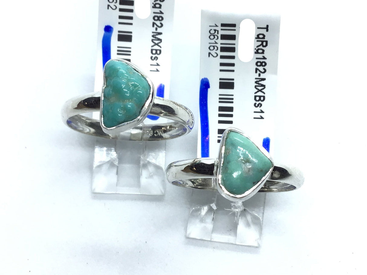 View of Turquoise Nugget Ring - Polished Freeform Bezel Set in Simple 925 Sterling Silver sz11