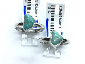 View of Turquoise Nugget Ring - Polished Freeform Bezel Set in Simple 925 Sterling Silver sz11