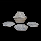 Banded Pearlescent Onyx Coasters - Set of 6 with Holder - Hexagons
