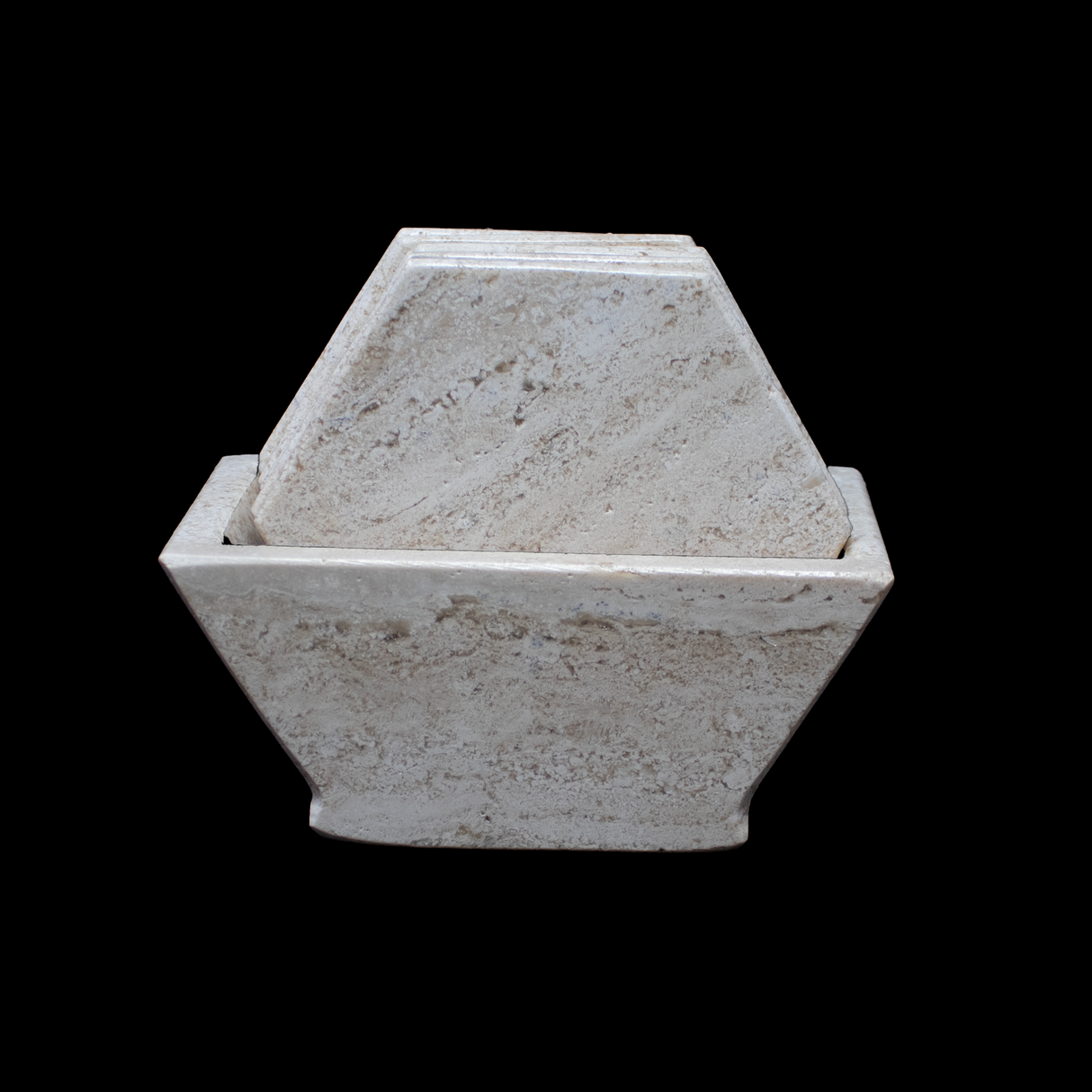View of Beige Travertine Coasters - Set of 6 with Holder - Hexagons