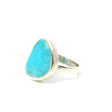 View of New Mexican Turquoise Ring - Polished Rounded Triangle Freeform Bezel Set in Simple 925 Sterling Silver sz6