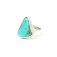 View of New Mexican Turquoise Ring - Polished Triangular Freeform Bezel Set in Simple 925 Sterling Silver sz9