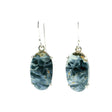 View of Pietersite Dangle Earrings - Oval Cabochon Prong Set in 925 Sterling Silver