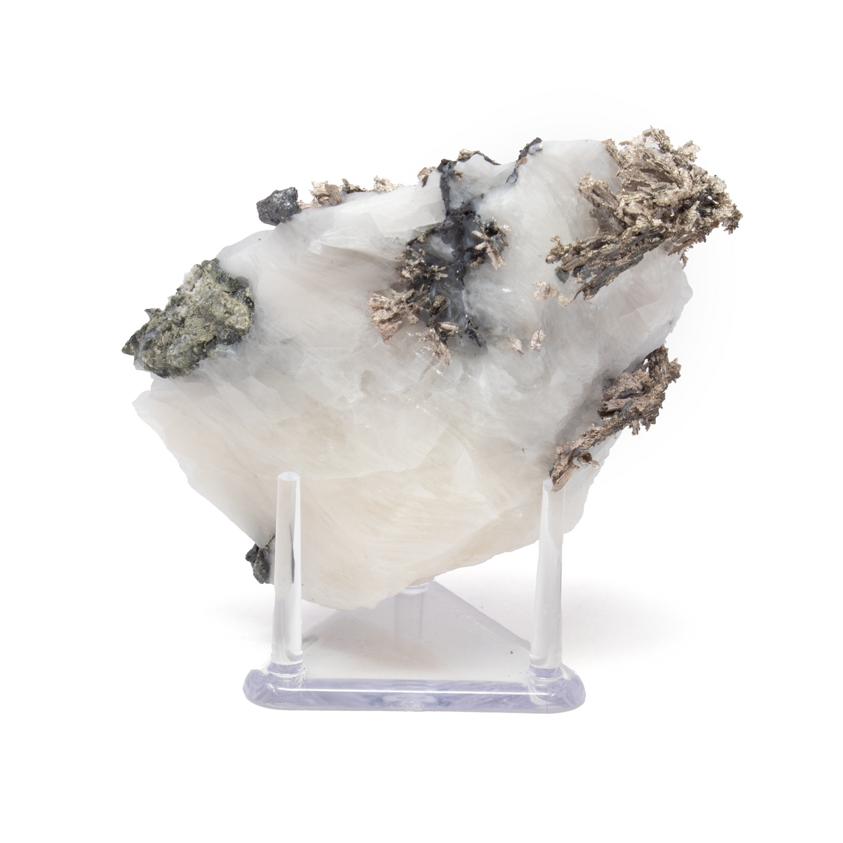 Silver Mineral on Quartz Matrix with Lucite Stand