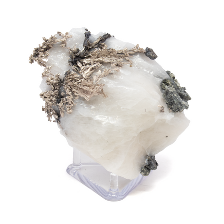View of Silver Mineral on Quartz Matrix with Lucite Stand