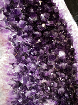 Amethyst Geode Cathedral Pait In Fitted Stand From Brazil With Calcite Crystal Inclusions - In Yin Yang Presentation