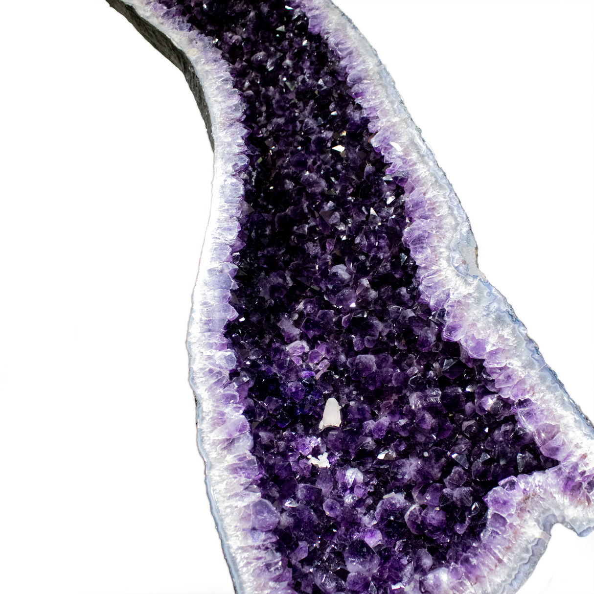 Amethyst Geode Cathedral Pait In Fitted Stand From Brazil With Calcite Crystal Inclusions - In Yin Yang Presentation
