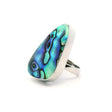 View of Abalone Shell Ring - Rounded Triangular Cabochon Bezel Set in Simple 925 Sterling Silver szAdj