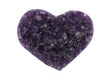 View of Amethyst Crystal Heart on Lucite Cluster Stand