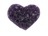 View of Amethyst Crystal Heart on Lucite Cluster Stand