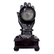 View of Silver Sheen Obsidian Huge Ball in Buddha's Hand with Wooden Stand