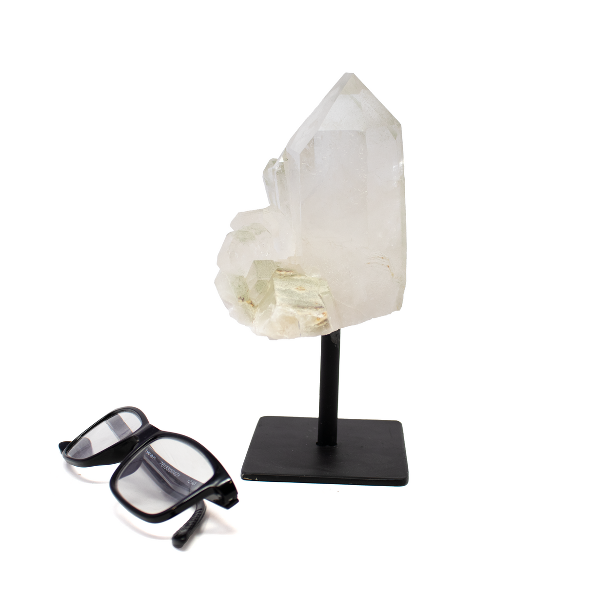 Quartz Crystal Cluster on Metal Post Stand from Brazil
