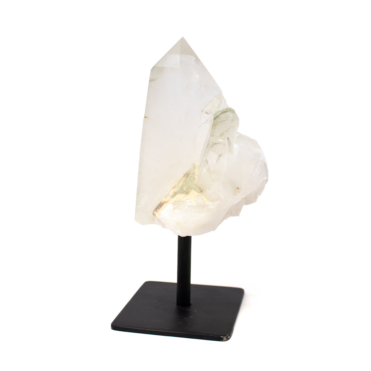 Quartz Crystal Cluster on Metal Post Stand from Brazil