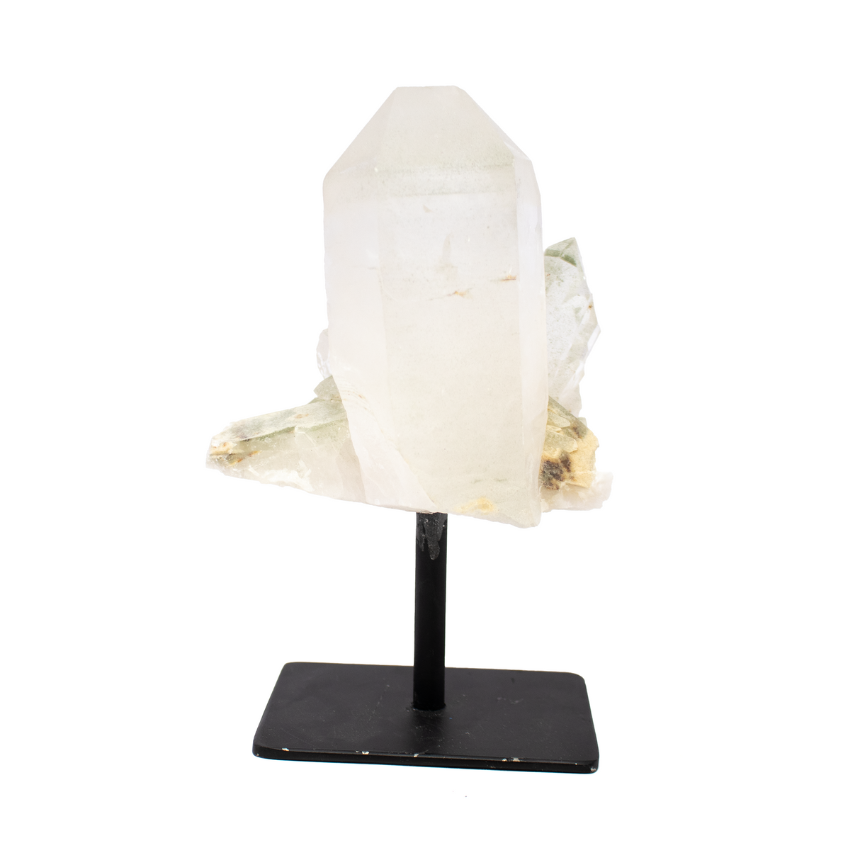 Quartz Crystal Cluster on Metal Post Stand from Brazil
