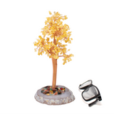 8" Citrine Copper Wire Beaded Tree on Agate Slice Base - Large