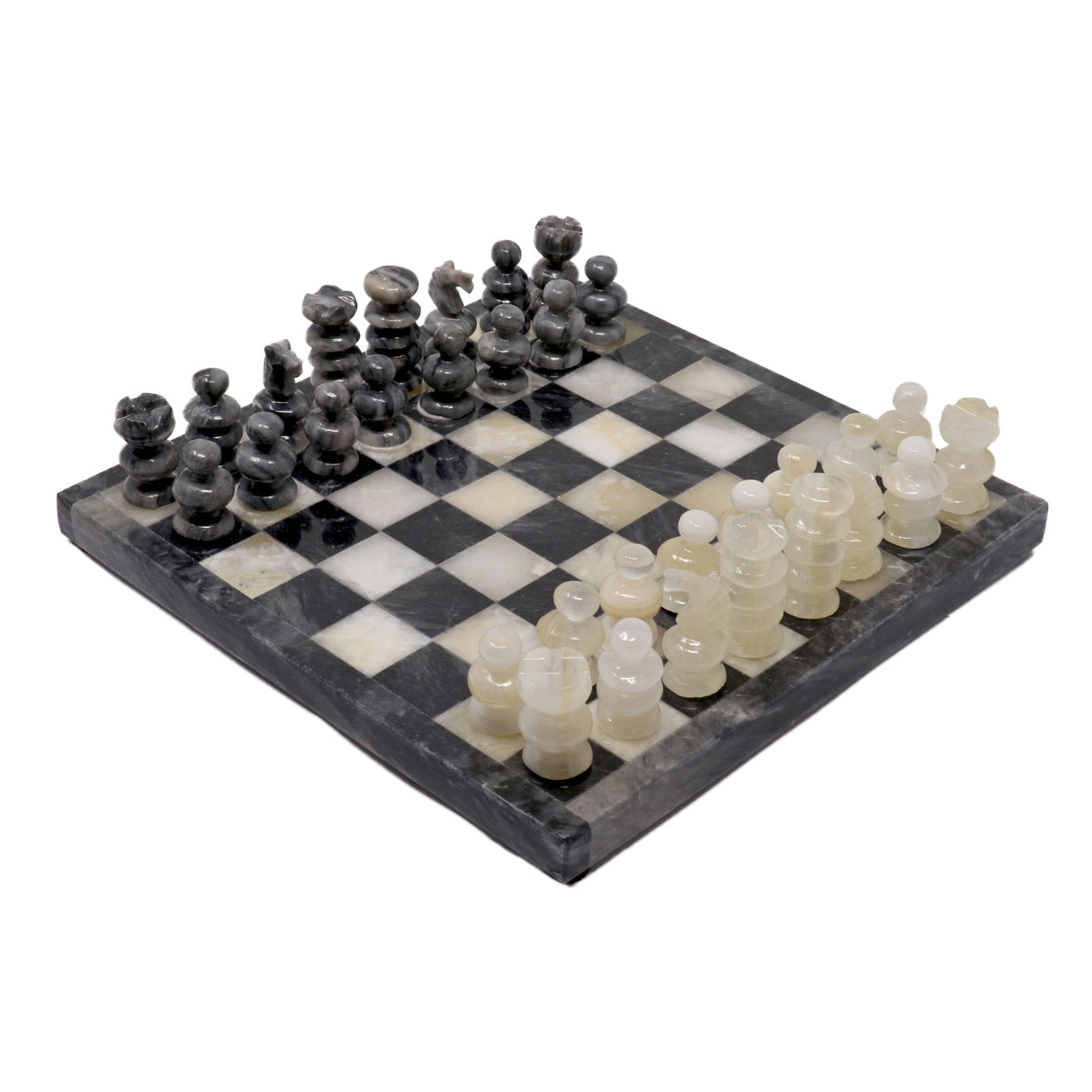 Onyx Chess Set Gray & White with Gray Boarder (Small)