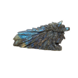 View of A+ Labradorite Indian with Wolf Carving