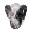 View of Agate Druze Geode Skull Carving with Horns