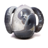 Agate Druze Geode Skull Carving with Horns