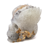 A+ Agate Geode Druze Skull Carving with Wings
