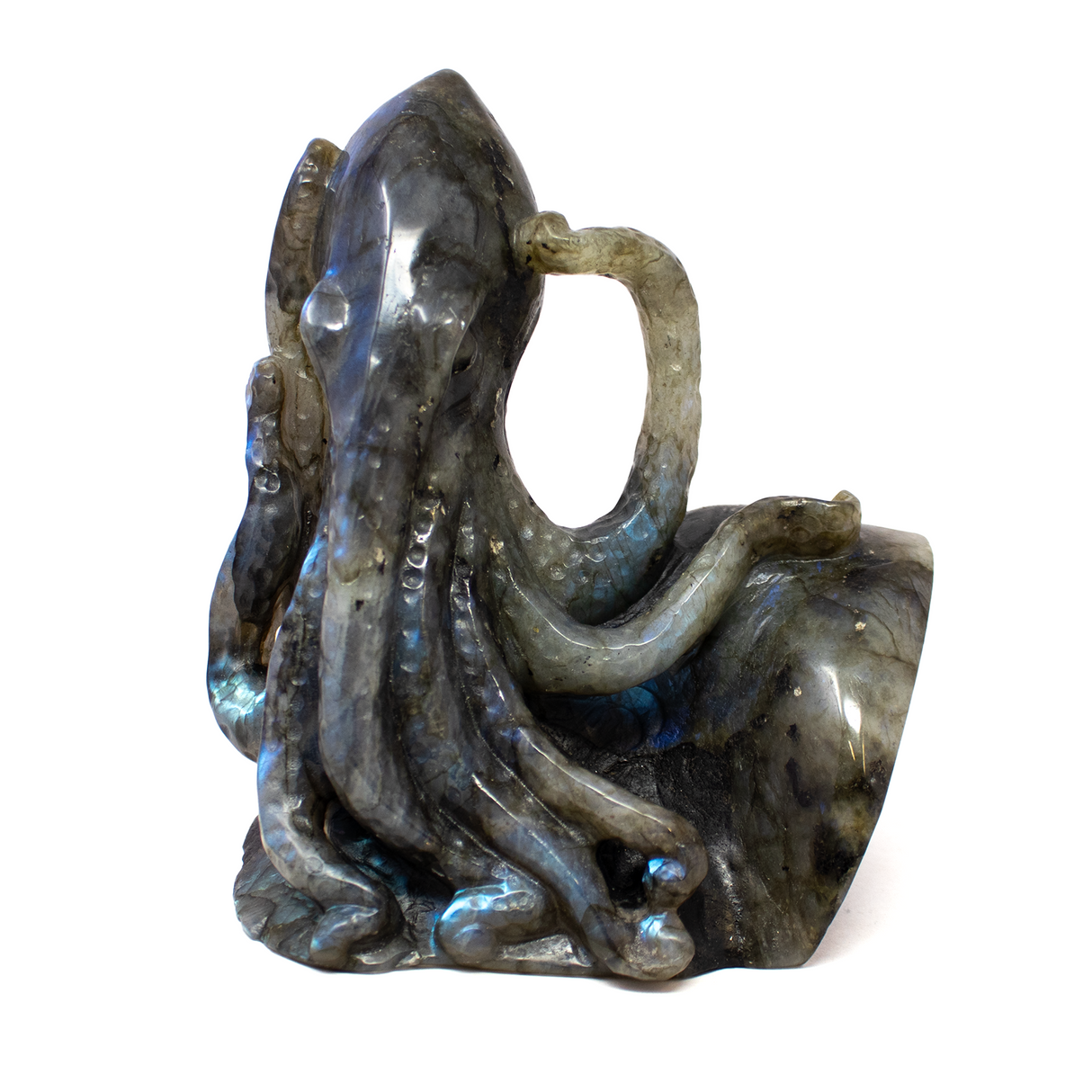 View of A+ Labradorite Octopus Carving