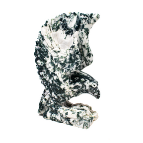 View of Moss Agate Eagle Carving
