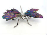 View of Rainbow Titanium Coated Kyanite Dragonfly with Metal Body - Medium Large