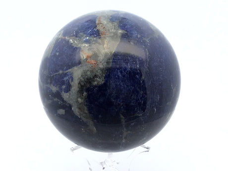 View of A+ Sodalite Sphere with Lucite Stand
