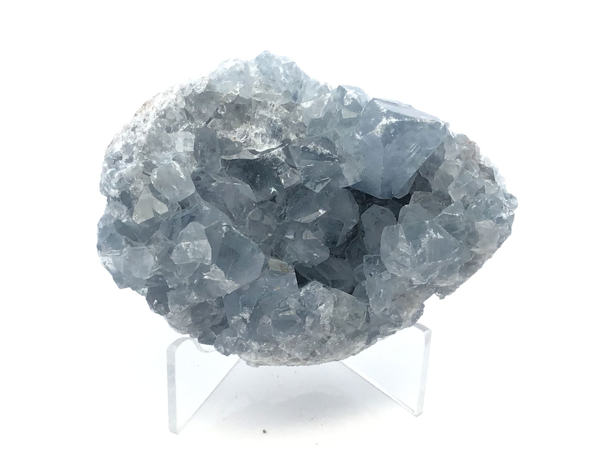 View of Celestine Crystal Specimen from Madagascar with Lucite Stand