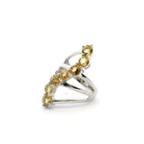 Citrine Ring - 7 Faceted Rounds in S-Shaped Design on Triple Band Prong Set in 925 Sterling Silver sz5