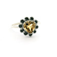 View of Citrine Ring - Faceted Rounded Triangle with Triangular Flower Design Bezel Set in 925 Sterling Silver sz10