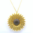 View of Sunflower Nanostone Necklace - Yellow & Brown Nanostones in Gold Vermeil over 925 Sterling Silver