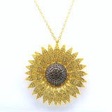View of Sunflower Nanostone Necklace - Yellow & Brown Nanostones in Gold Vermeil over 925 Sterling Silver