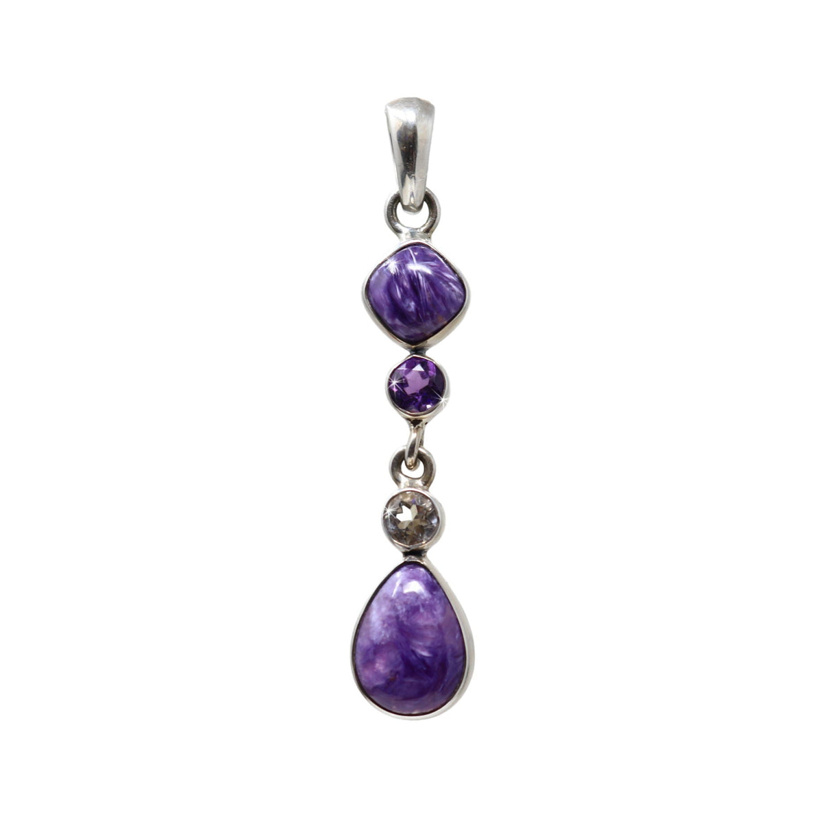 Charoite Pendant With Amethyst & White Topaz