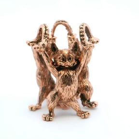 View of Casted Base Metal 3 Cats Sphere Stand - Rose Gold