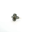 View of Dendritic Agate Ring - Rectangle Cabochon with Dark Brown Dendrites & Rope & Beaded Detail Bezel Set in 925 Sterling Silver sz10