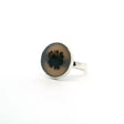 View of Dendritic Agate Ring - Round Cabochon with Single Centered Dendrite Cross-section Bezel Set in Simple 925 Sterling Silver sz7
