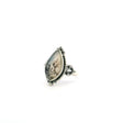 View of Dendritic Agate Ring - Sharp Oval Cabochon with Thin Dark Dendrites & Rope & Beaded Detail Bezel Set in 925 Sterling Silver sz6