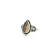 View of Dendritic Agate Ring - Pear Cabochon with Dark Brown Dendrites & Rope & Beaded Detail Bezel Set in 925 Sterling Silver sz7