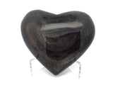 Silver Sheen Obsidian Heart on Lucite Stand