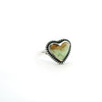 View of Lemon Chrysoprase Ring - Heart Cabochon with Caramel Inclusions at Top Bezel Set with Rope Accents on Double Band in 925 Sterling Silver sz9