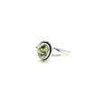 View of Lemon Chrysoprase Ring - Oval Cabochon with Dark Brown Inclusions Bezel Set with Line Accents on Double Band in 925 Sterling Silver sz9