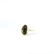View of Mexican Fire Agate Ring - D-Shaped Freeform Nugget with Green Internal Bubbles Bezel Set in Simple 925 Sterling Silver sz5