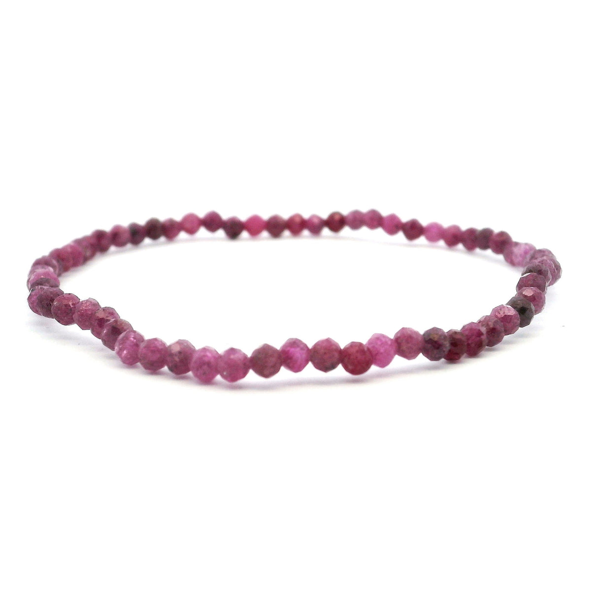 View of Ruby Beaded Bracelet - Faceted 3mm