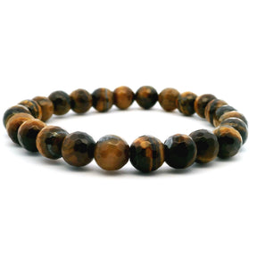 View of Yellow Tigers Eye Beaded Bracelet - Faceted 8mm Round