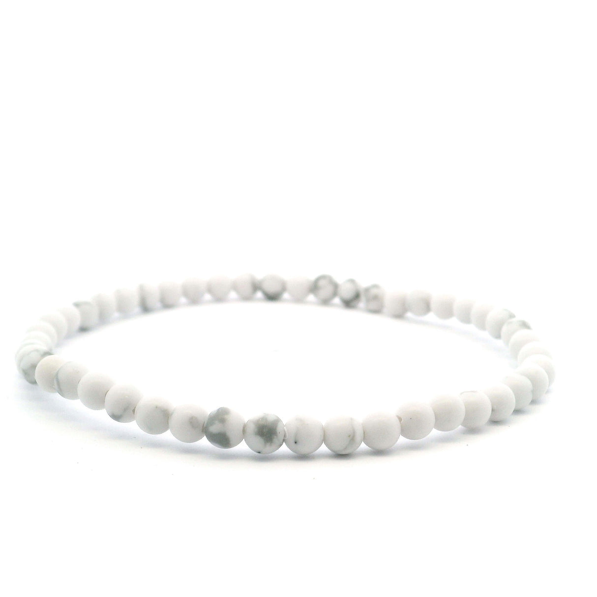 View of Howlite Beaded Bracelet - 4mm Rounds