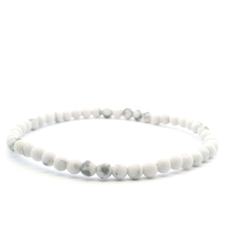 View of Howlite Beaded Bracelet - 4mm Rounds