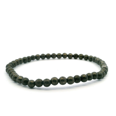 View of Pyrite Beaded Bracelet - 4mm Rounds