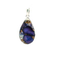View of Purple Opal Pendant - Pear Cabochon with Stunning Purple Hue & Copper Inclusions Bezel Set in Simple 925 Sterling Silver