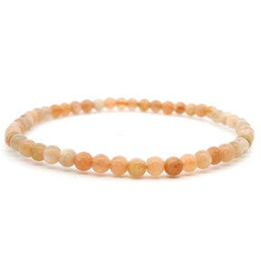 View of Peach Moonstone Beaded Bracelet 4mm Rounds
